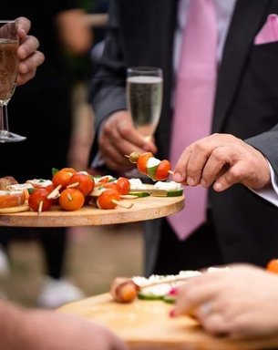 Canapes being served at a wedding