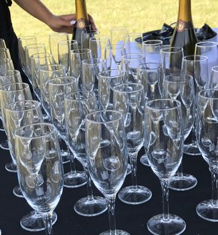 Drinks being prepped ready to be served at a wedding